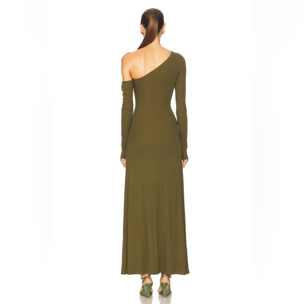 Bianca One Shoulder Maxi Dress in Army Green - Picture 3 of 3
